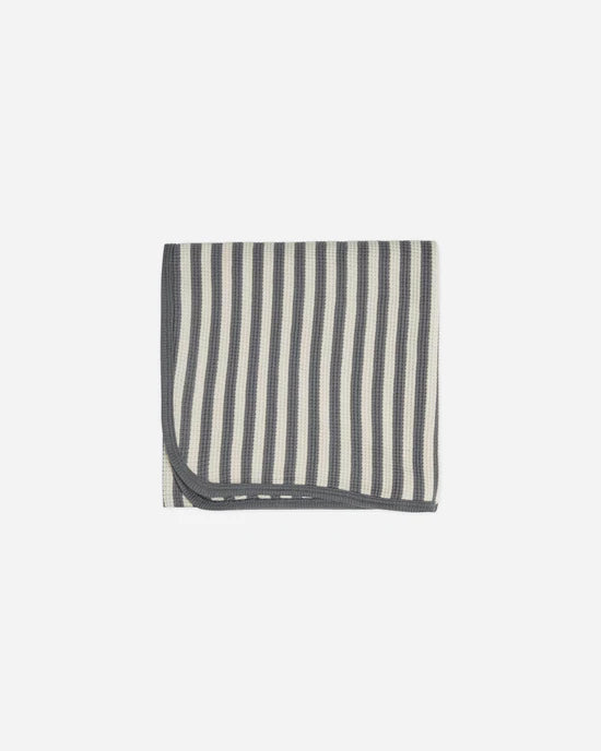 Waffle Baby Blanket || Navy Stripe by Quincy Mae