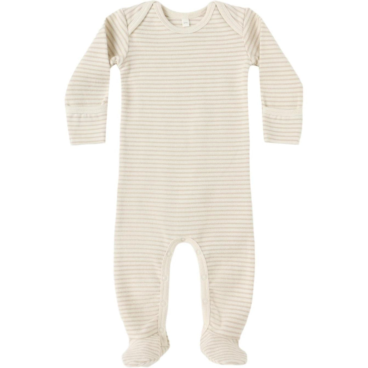 Quincy Mae Baby Footie || Oat Micro Stripe