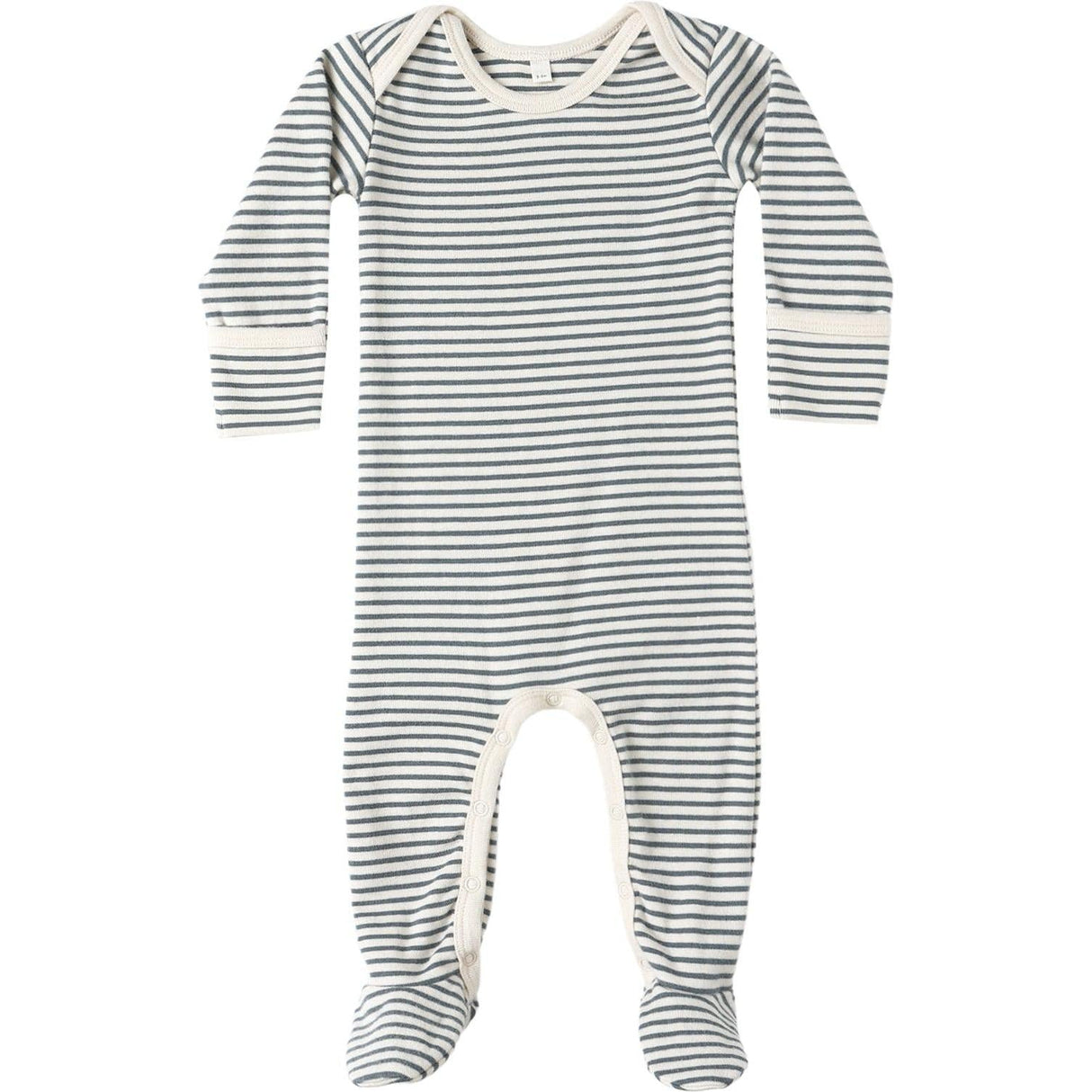Quincy Mae Baby Footie || Ocean Micro Stripe