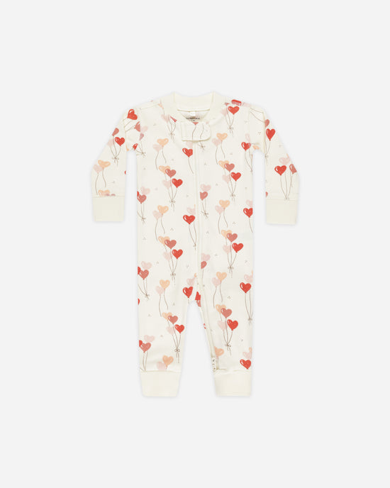Zip Long Sleeve Sleeper || Heart Balloons by Quincy Mae