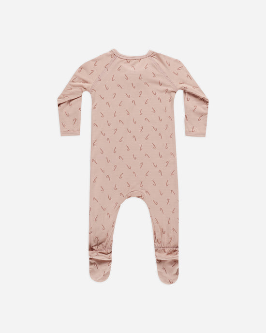 Bamboo Zip Footie || Candy Cane by Quincy Mae
