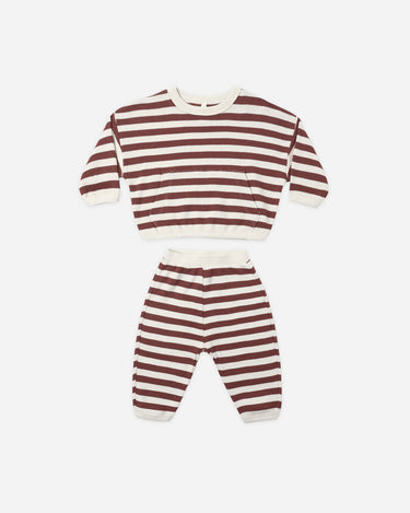 Waffle Slouch Set || Black Cherry Stripe by Quincy Mae