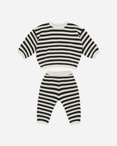 Waffle Slouch Set || Black Stripe by Quincy Mae