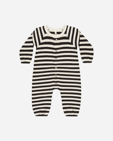 Waffle Long Sleeve Jumpsuit || Black Stripe by Quincy Mae