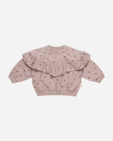 Ruffle Fleece Sweatshirt || Polka Dot by Quincy Mae