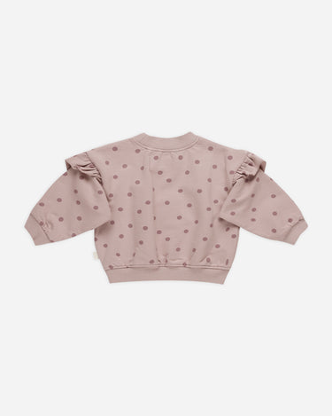 Ruffle Fleece Sweatshirt || Polka Dot by Quincy Mae
