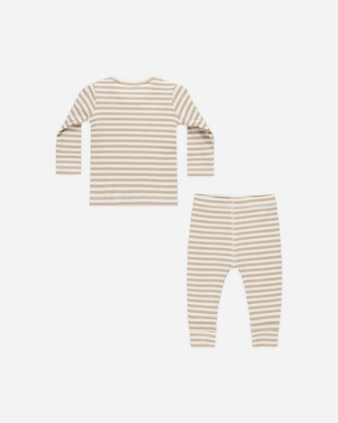 Ribbed Tee + Legging Set || Latte Stripe by Quincy Mae