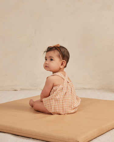 penny romper || melon gingham by Quincy Mae