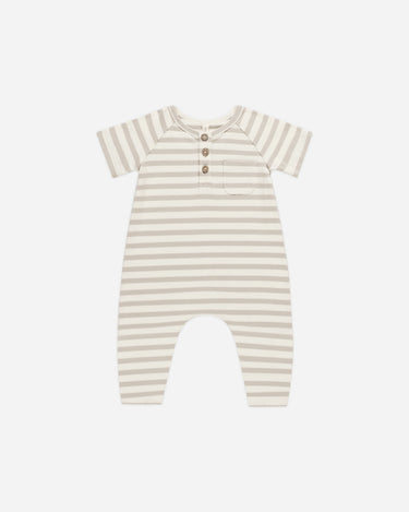 Short Sleeve Jumpsuit || Grey Stripe by Quincy Mae