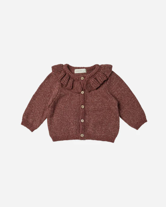 Ruffle Collar Cardigan || Plum Heather by Quincy Mae