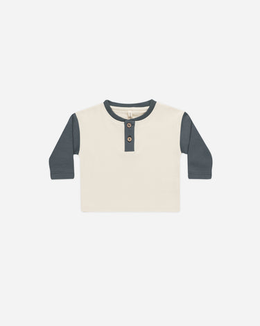 Long Sleeve Henley Tee || Indigo by Quincy Mae