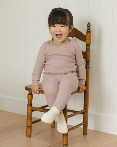Waffle Top + Pant Set || Mauve by Quincy Mae