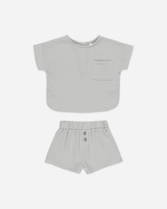 Woven Boxy Top + Short Set || Sky by Quincy Mae
