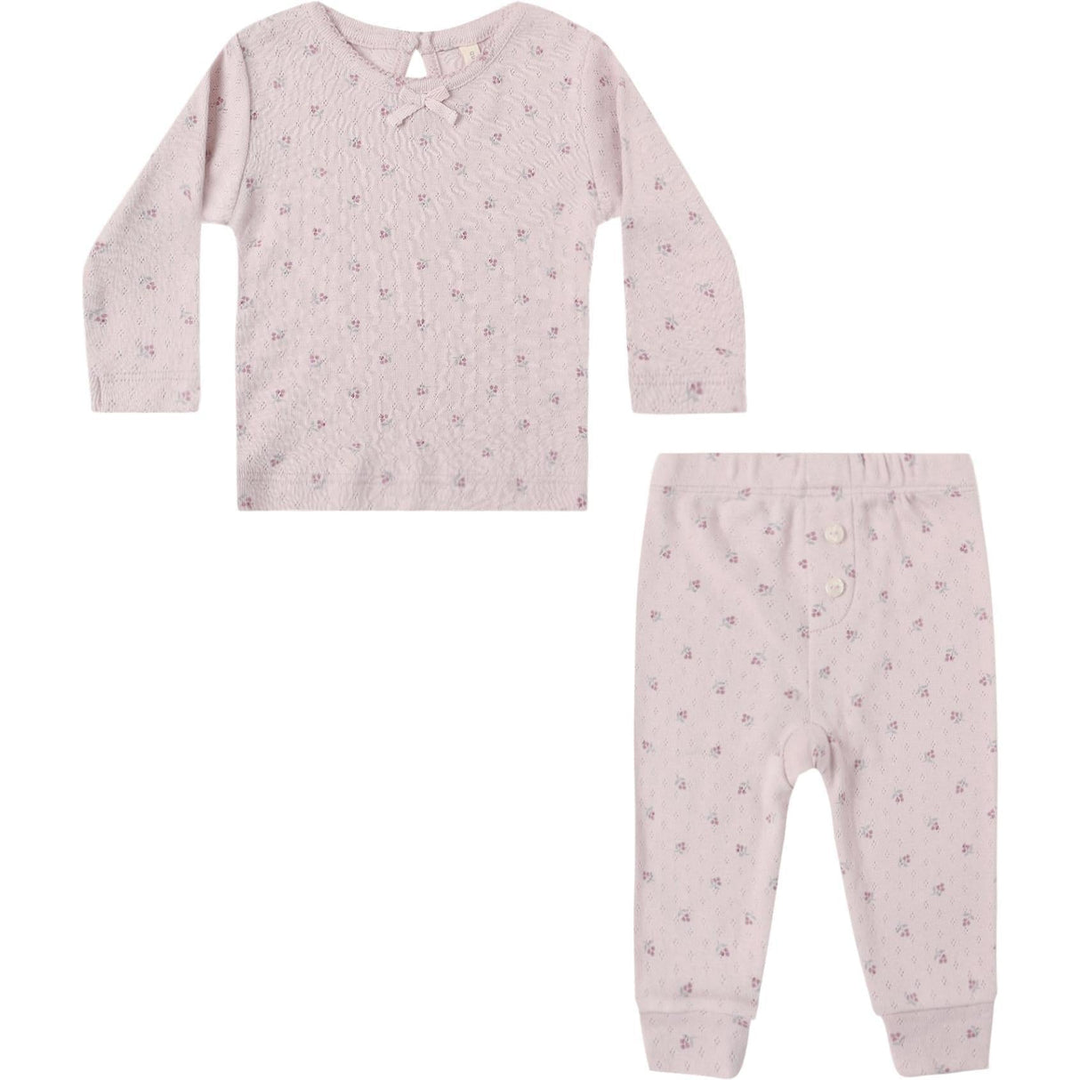 Quincy Mae Pointelle Long Sleeve Tee + Legging || Lilac Ditsy