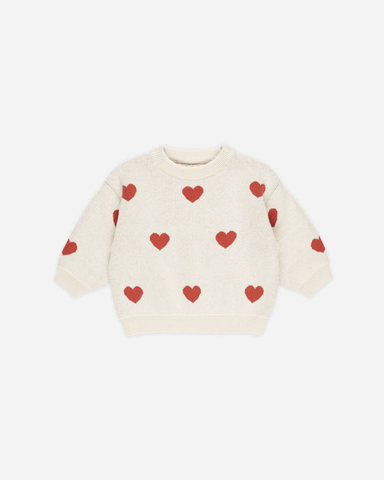 Heart Knit Sweater || Natural by Quincy Mae