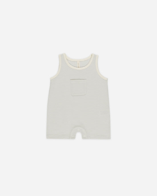 Sleeveless One-Piece || Sky Micro Stripe by Quincy Mae