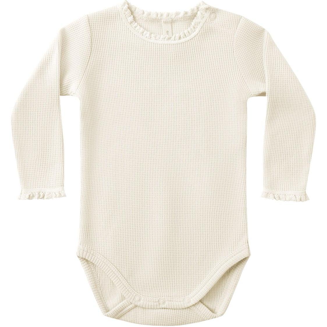 Quincy Mae Waffle Long Sleeve Bodysuit || Natural