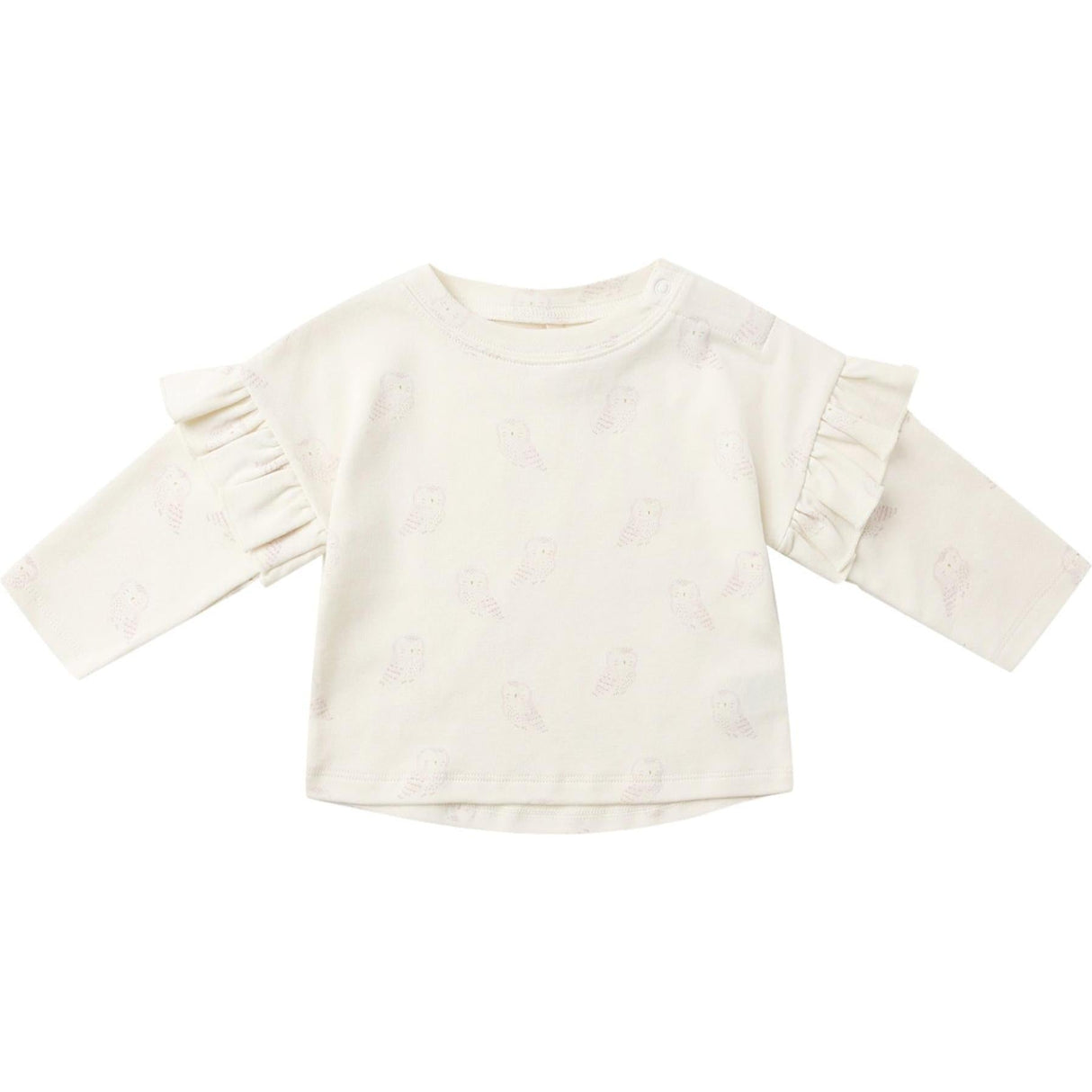 Quincy Mae Ruffle Long Sleeve Tee || Snow Owls