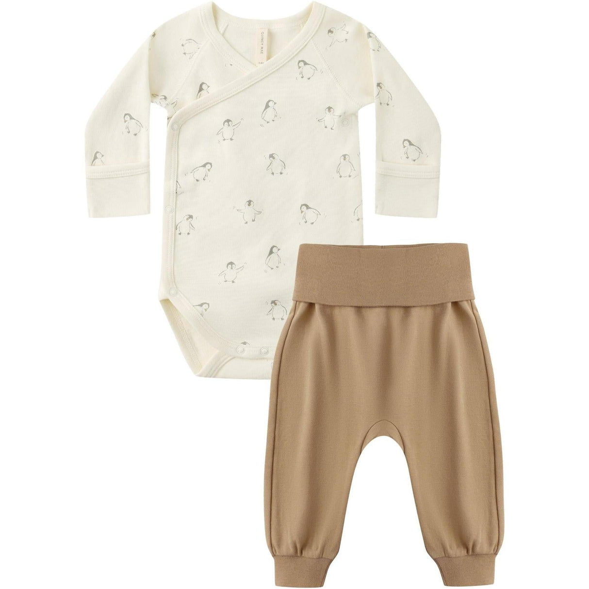 Quincy Mae Side Snap Bodysuit + Pant Set || Penguins