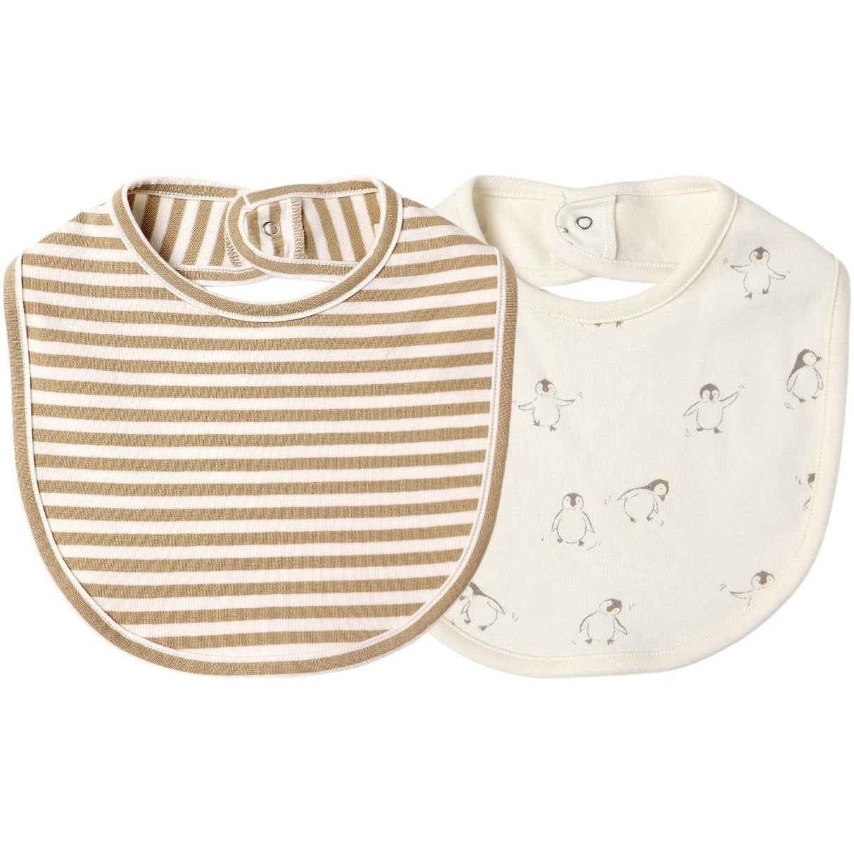 Quincy Mae Jersey Snap Bib, 2 Pack || Gold Strip, Penguins