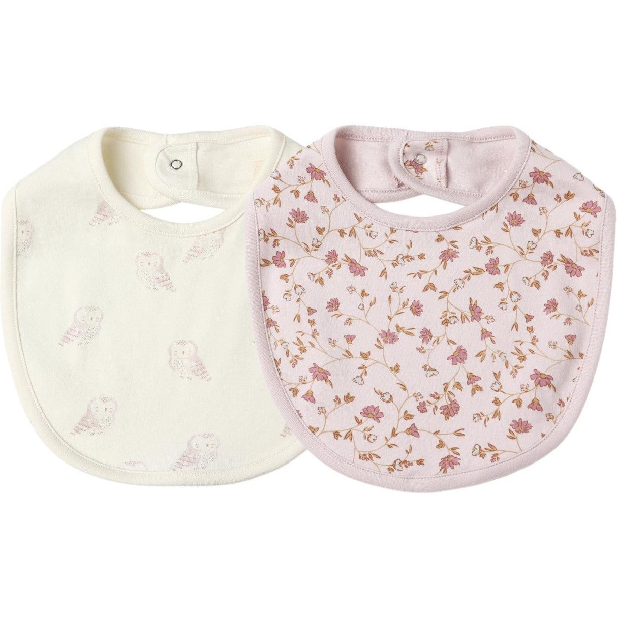 Quincy Mae Jersey Snap Bib, 2 Pack || Garden, Snow Owls
