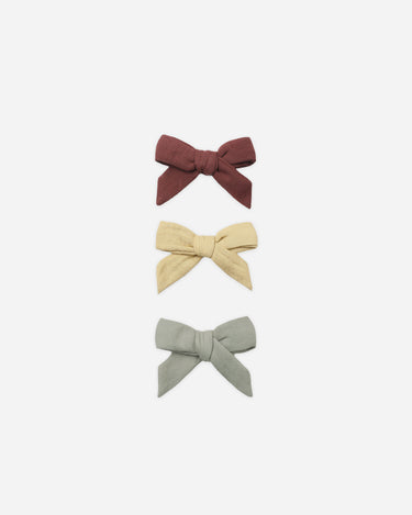 Bow W. Clip, Set Of 3 || Black Cherry, Butterscotch, Laurel