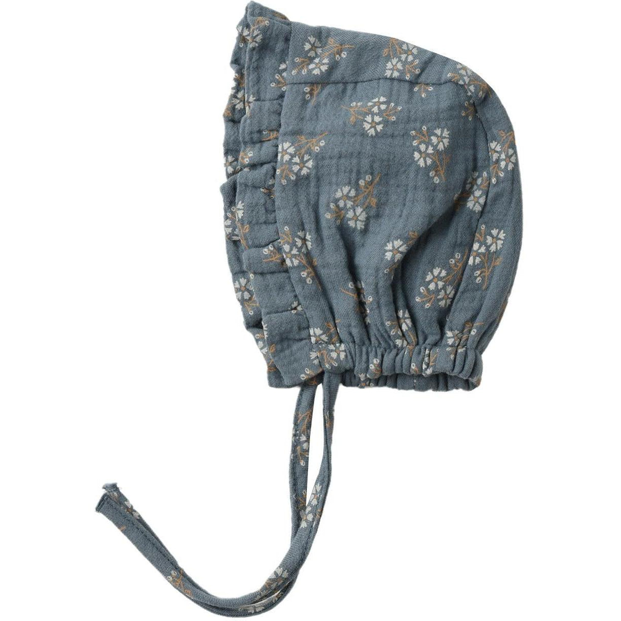 Quincy Mae Woven Ruffle Bonnet || Blue Ditsy