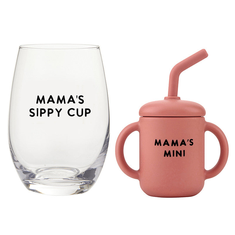 Wine Glass + Sippy Cup Set- Mama+Mini by Stephan Baby