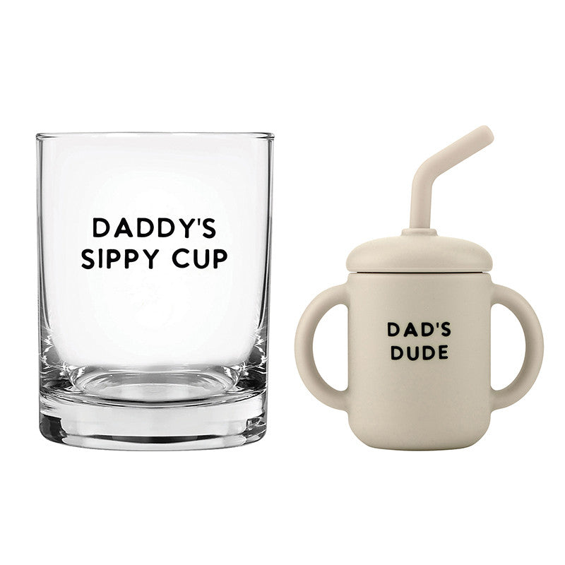 DOF Glass + Sippy Cup Set- Dad + Dude by Stephan Baby