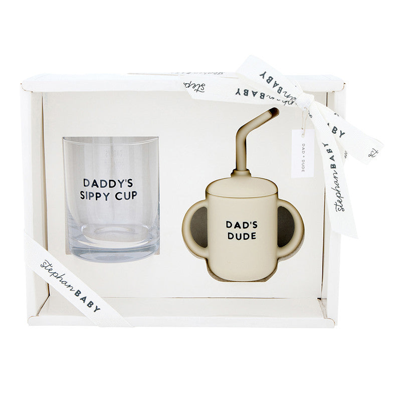 DOF Glass + Sippy Cup Set- Dad + Dude by Stephan Baby