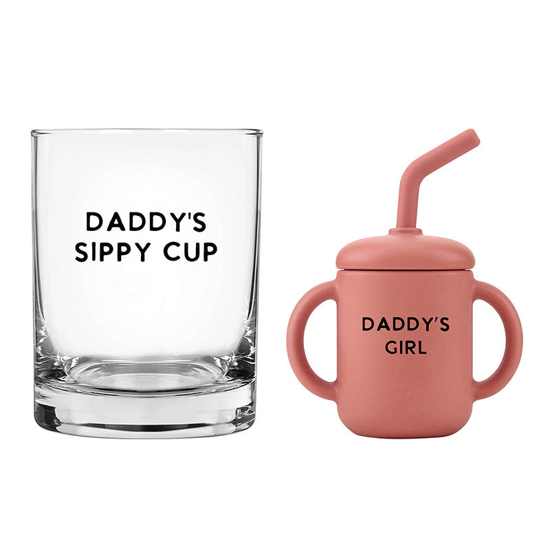 DOF Glass + Sippy Cup Set- Dad + Daughter by Stephan Baby