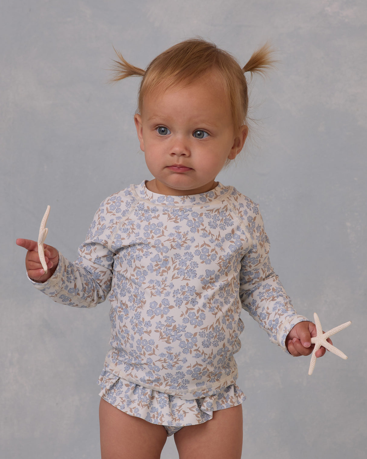 Rashguard Girls Set || Blue Ditsy by Rylee + Cru