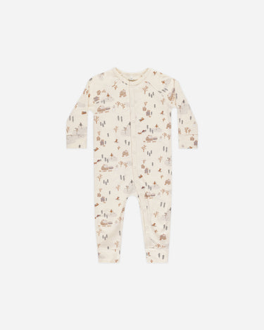 Organic Long John Pajamas || Winter Town by Rylee + Cru