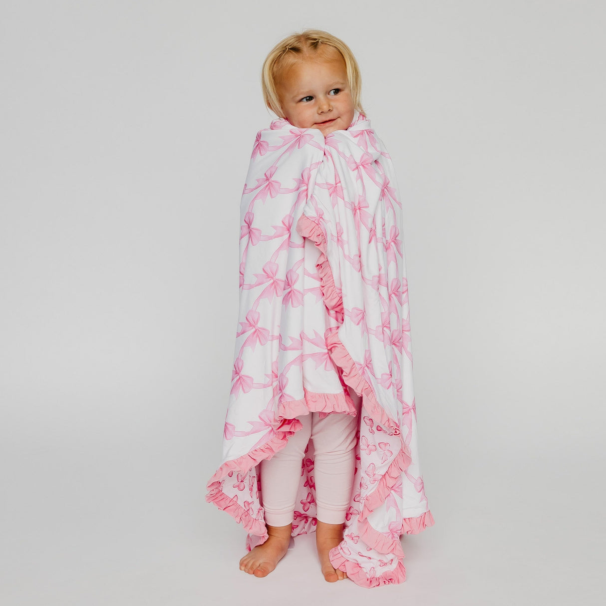 Bamboo Ruffled Three-Layer Quilt- Bow My Gosh by Copper Pearl