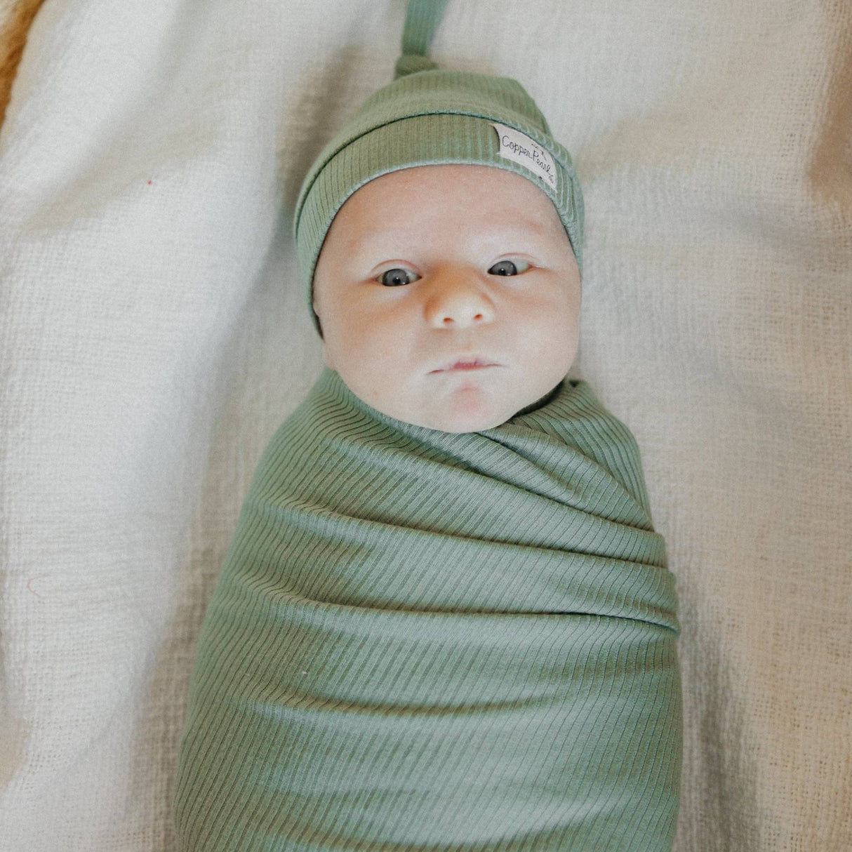 Rib Knit Swaddle Blanket- Clover by Copper Pearl