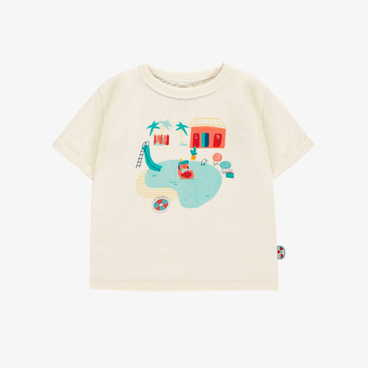 Boy's Cream T-Shirt - Flamingo by Sourismini