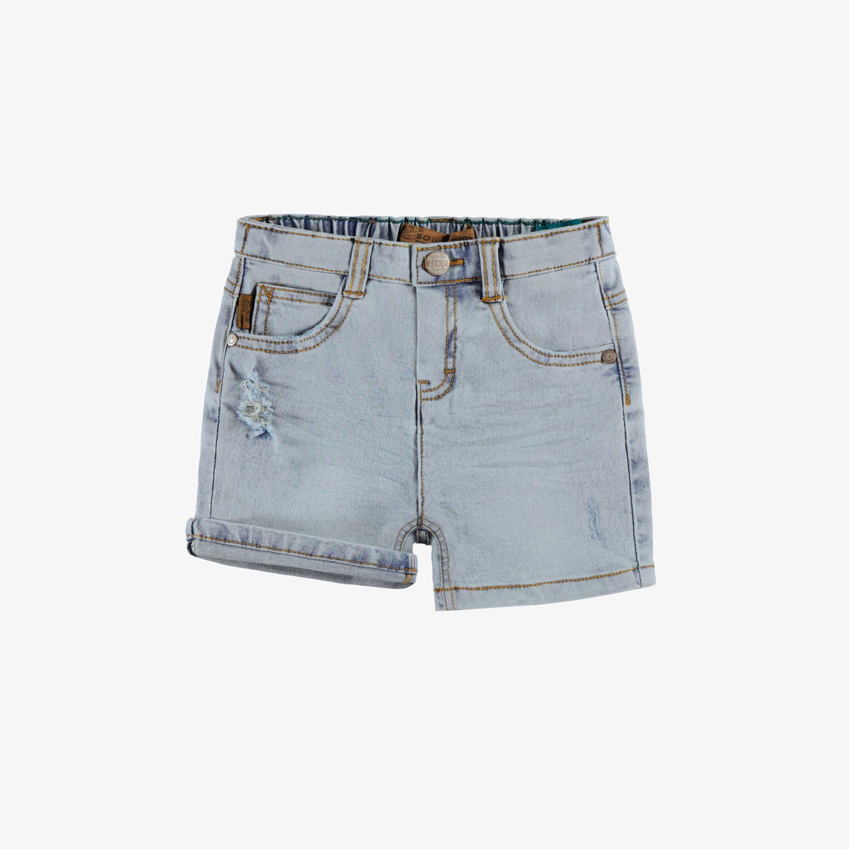 Pale Distressed Denim Shorts by Sourismini