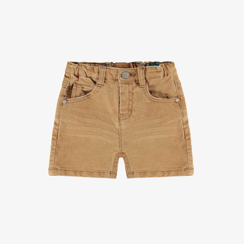 Ochre yellow denim shorts with faded effect by Souris Mini