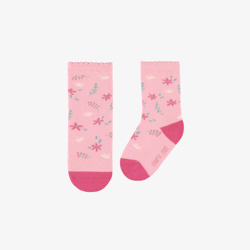 Pink socks with floral all over print by Souris Mini