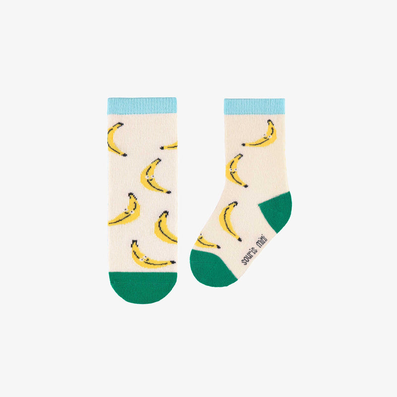 Cream socks with bananas by Souris Mini