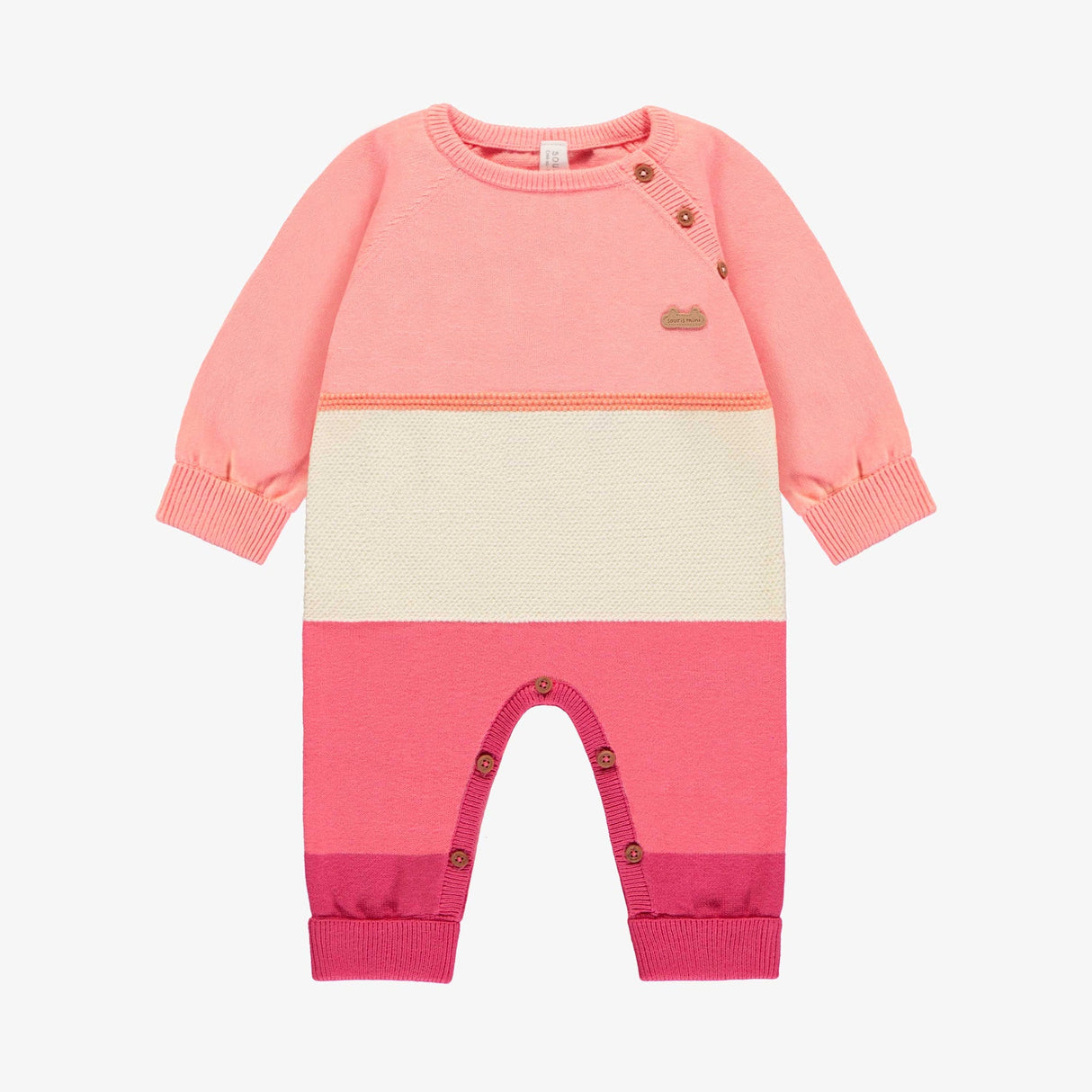 Pink and Cream Knit One-Piece by Souris Mini