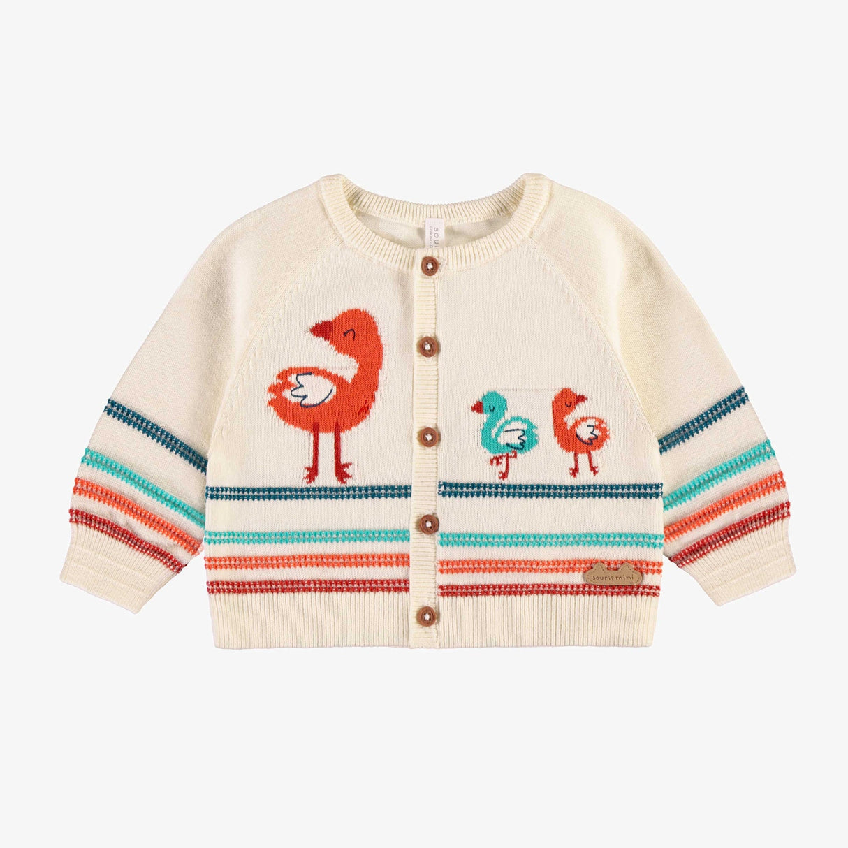 Cream knitted cardigan - Flamingo by Sourismini