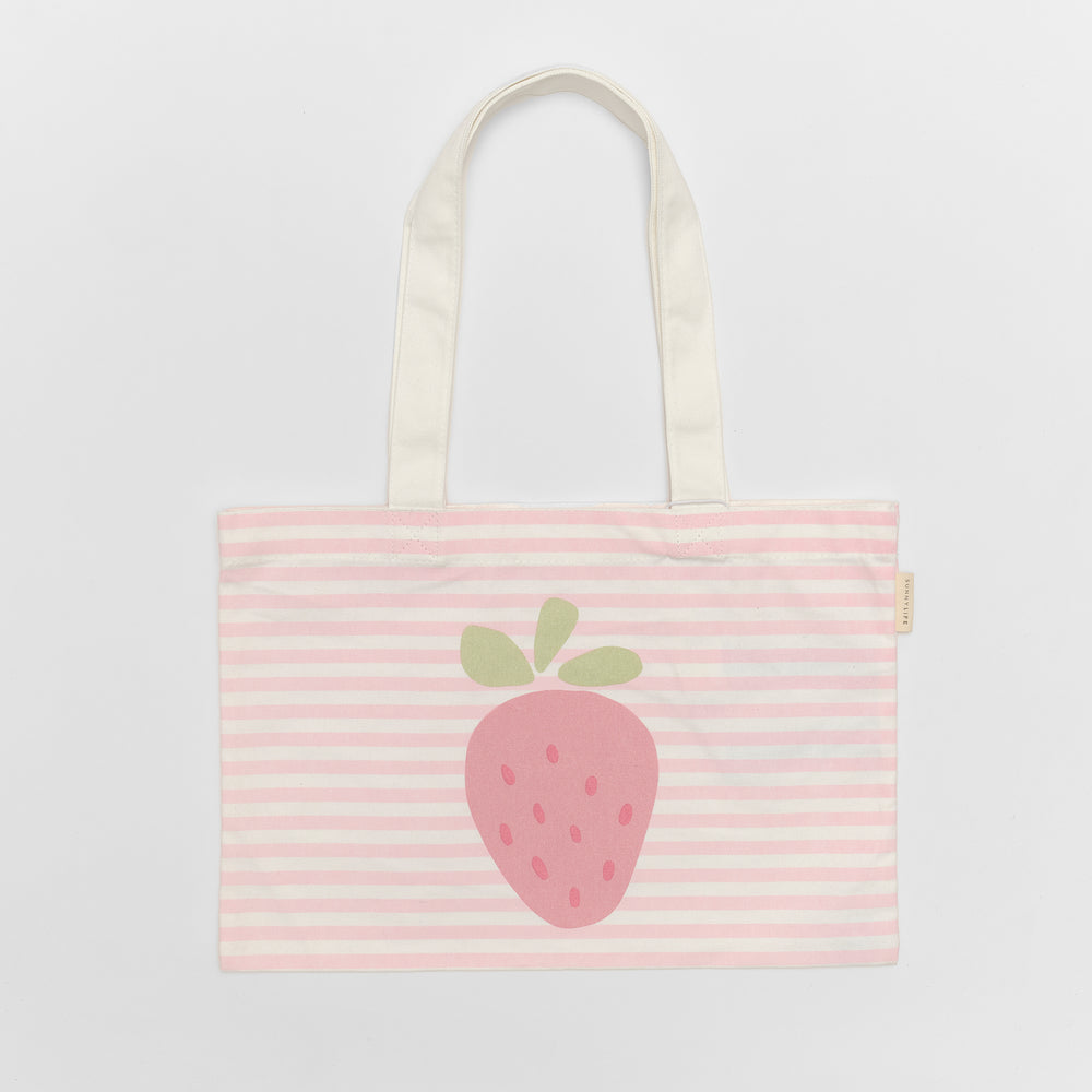 Canvas Beach Bag- Strawberry Sunshine Pink Stripe by Sunnylife