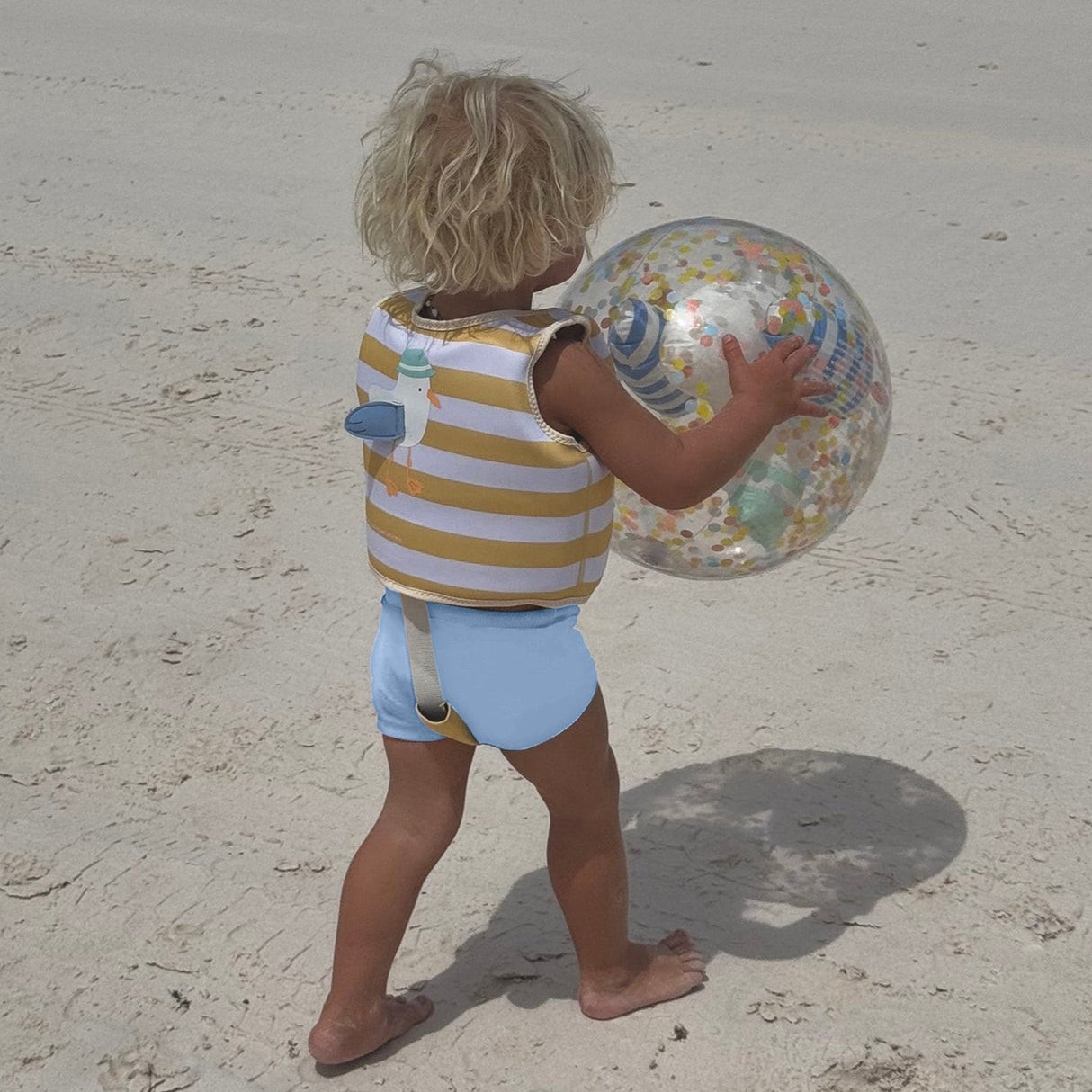 Kids Swim Vest- Sammy the Seagull Mustard Stripe by Sunnylife