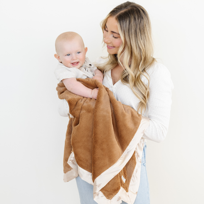 Satin Border Receiving Blanket- Cedar by Saranoni
