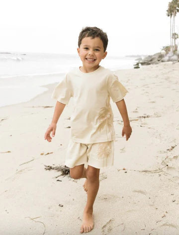 Resort Palm Sweatshort - Cream by Little Bipsy
