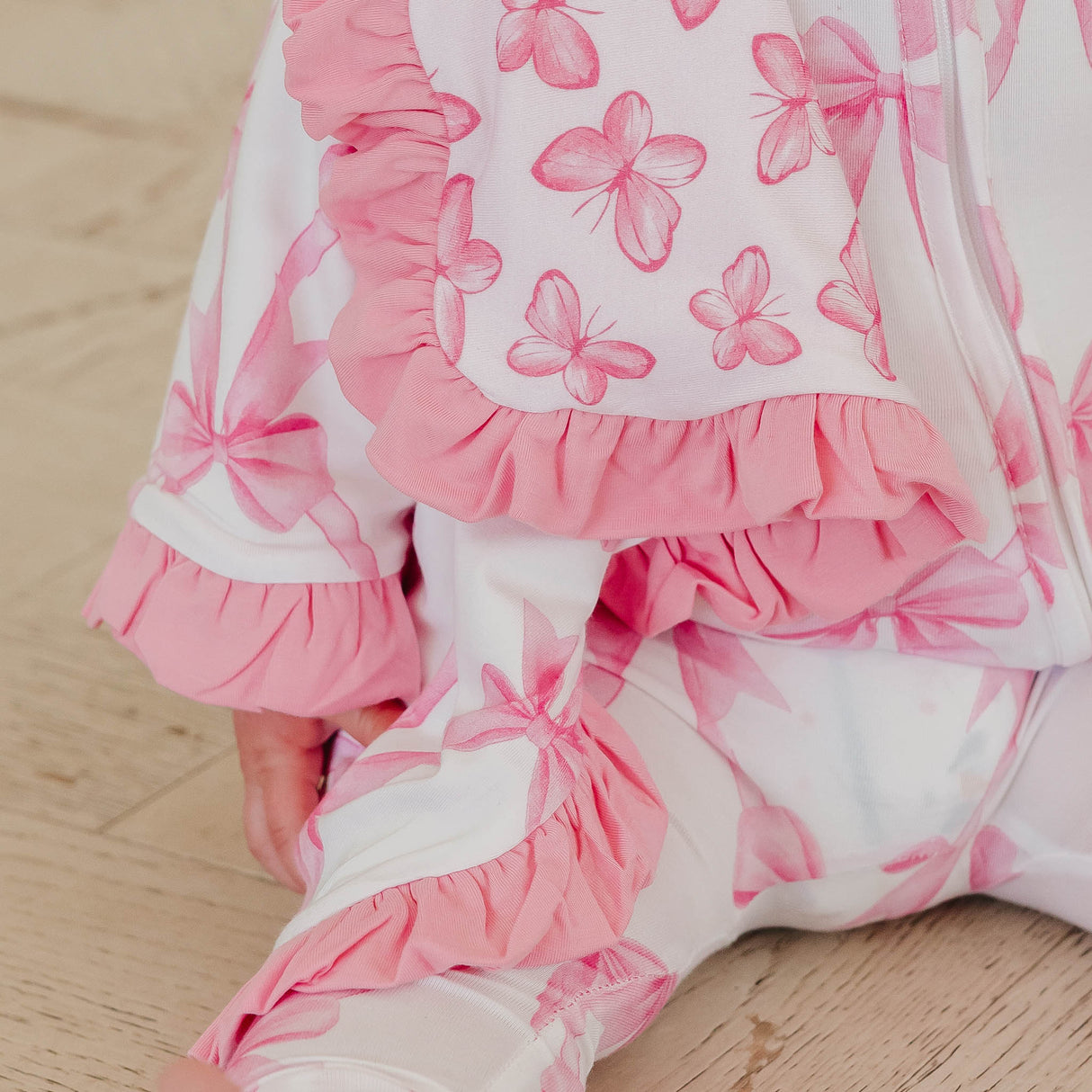 Bamboo Ruffled Three-Layer Lovey Set- Bow My Gosh by Copper Pearl