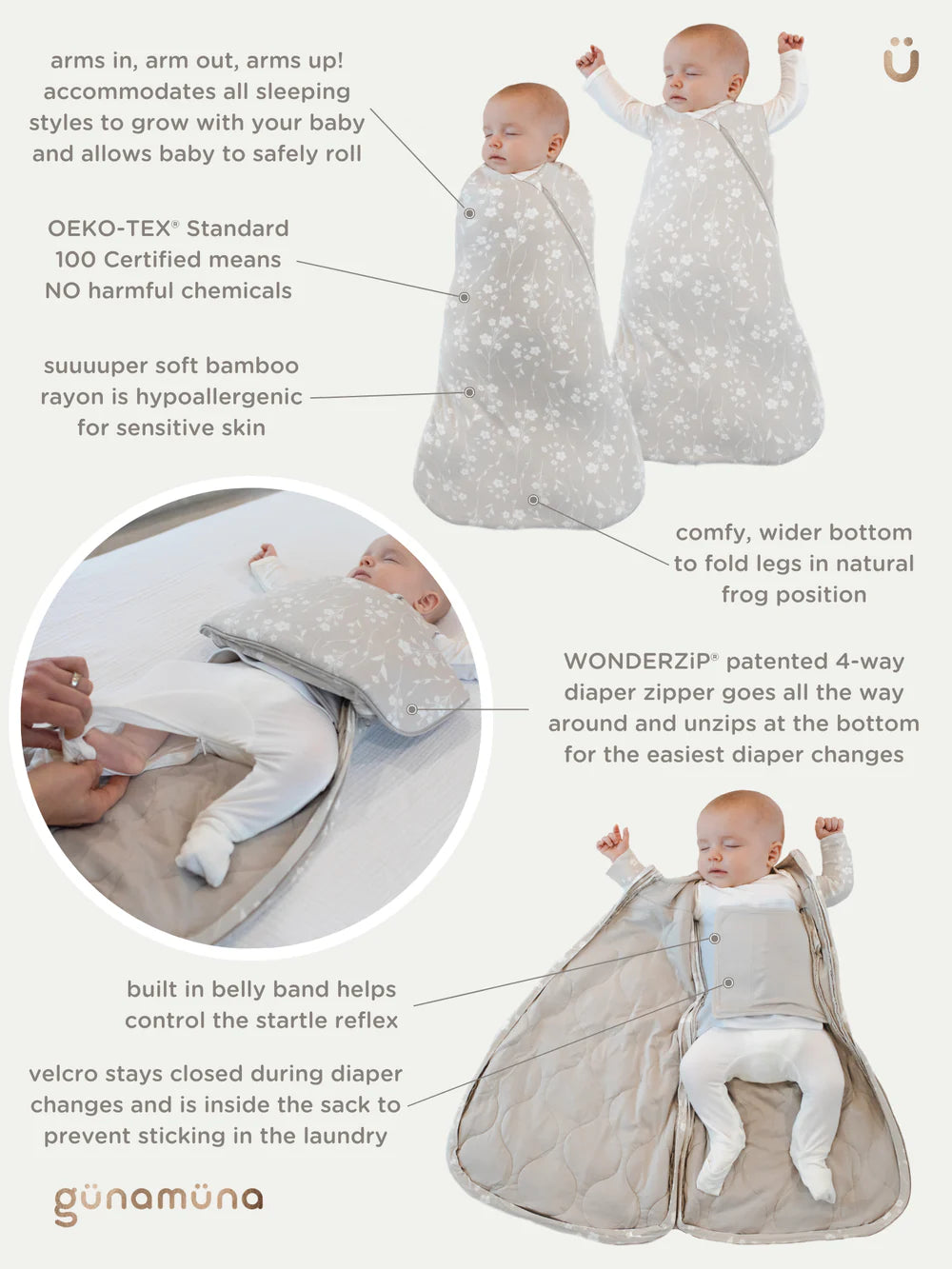 Swaddle Sleep Sack - Dream / 1.0 TOG by Gunamuna