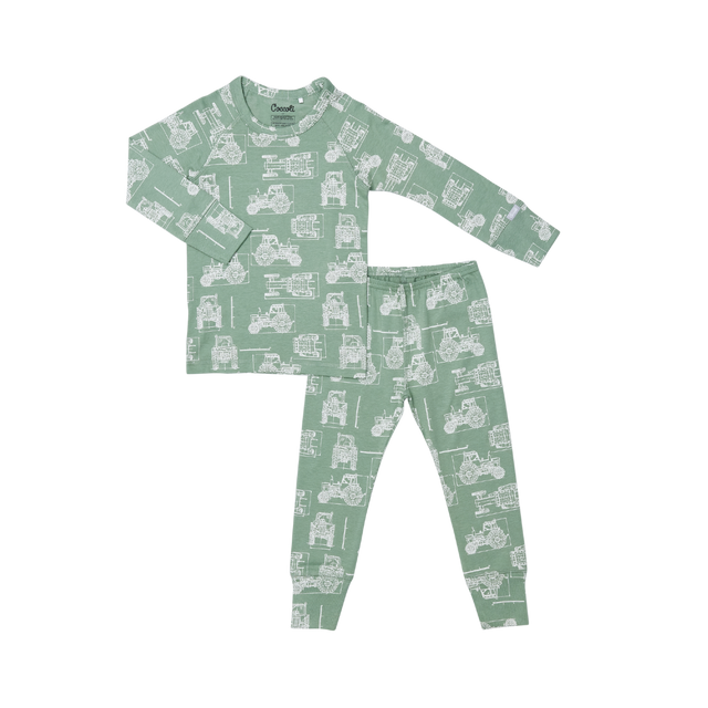 Kid Boy LS Cotton-modal Pyjama in Tractors by Coccoli