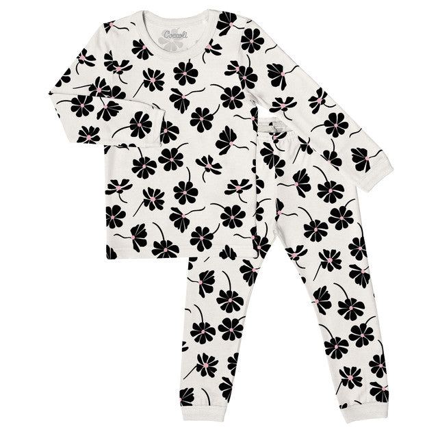 Long Sleeve Modal Pajama- Black Flowers by Coccoli
